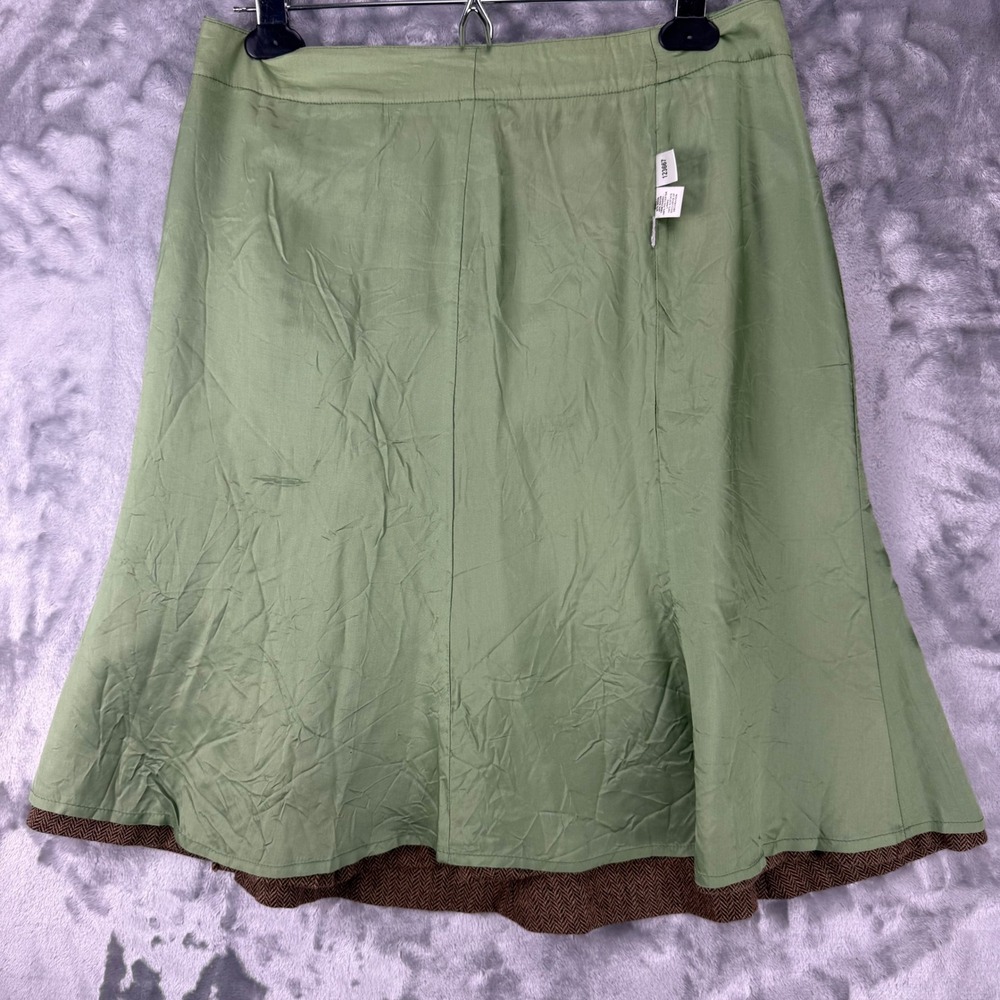Ann Taylor Loft Brown Herringbone Wool Blend Skirt Green Trim Size 6 Irish - Picture 13 of 16